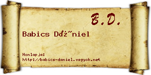 Babics Dániel névjegykártya